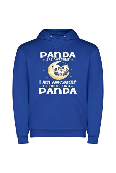 iLovePrints Pandas in Lunar Bliss Φούτερ με κουκούλα σε χρώμα Μπλε
