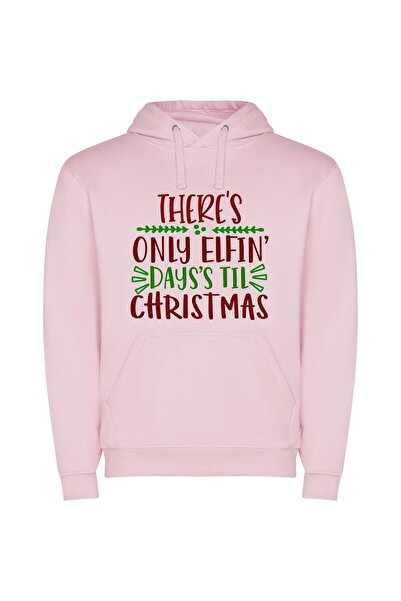 iLovePrints Brillig Elves' Countdown: Inspired Φούτερ με κουκούλα σε χρώμα Ροζ