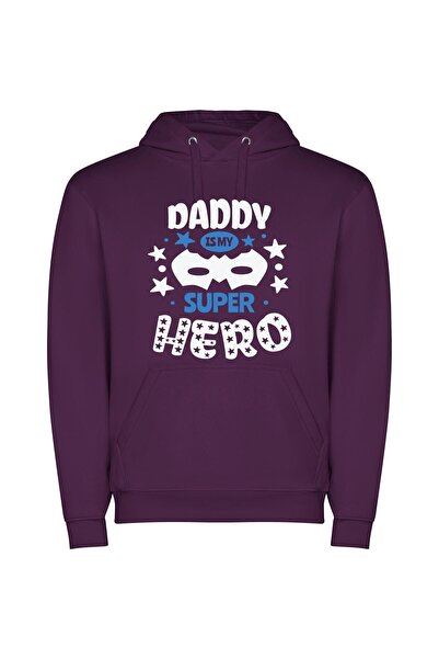 iLovePrints Superhero Dad's Day Φούτερ με κουκούλα σε χρώμα Μωβ