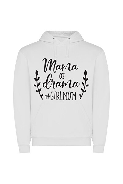 iLovePrints Dramatic Mom: High Drama Φούτερ με κουκούλα σε χρώμα Λευκό