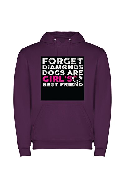 iLovePrints Diamonds & Dogs: Girl's Best Friends Φούτερ με κουκούλα σε χρώμα Μωβ
