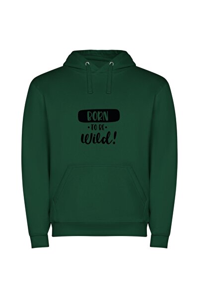 iLovePrints Wild and Stylish Typography Φούτερ με κουκούλα σε χρώμα Πράσινο
