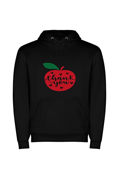 iLovePrints Grateful Apple Delight Φούτερ με κουκούλα σε χρώμα Μαύρο