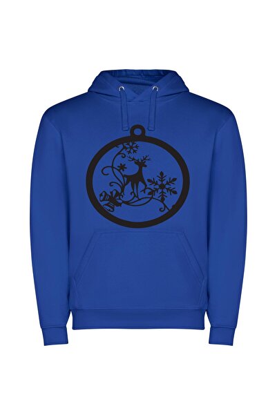 iLovePrints Snowflake Deer Ornament Φούτερ με κουκούλα σε χρώμα Μπλε