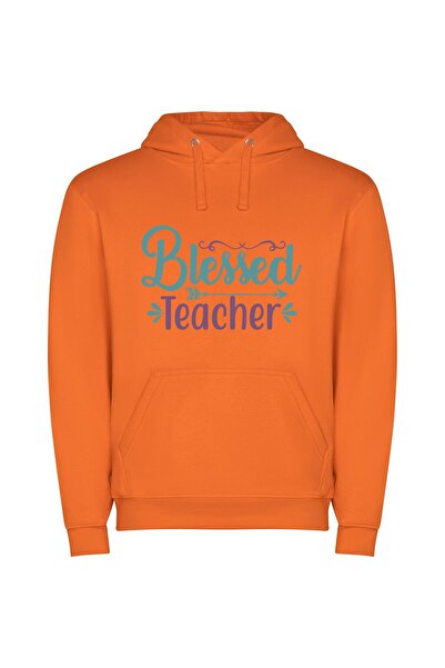 iLovePrints Blessed Teacher's Colorful Sign Φούτερ με κουκούλα σε χρώμα Πορτο...