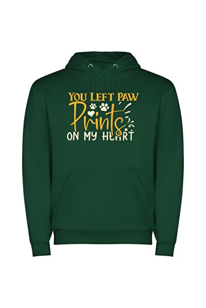 iLovePrints Premium Paw Print Collection Φούτερ με κουκούλα σε χρώμα Πράσινο