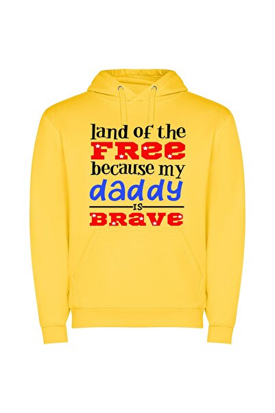 iLovePrints Brave Daddy, Proud Patriotic! Φούτερ με κουκούλα σε χρώμα Κίτρινο