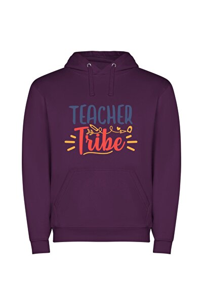 iLovePrints YumTribes: Old School Teacher Φούτερ με κουκούλα σε χρώμα Μωβ