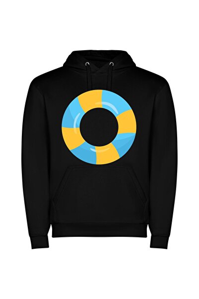 iLovePrints Round Aqua Haven Φούτερ με κουκούλα σε χρώμα Μαύρο