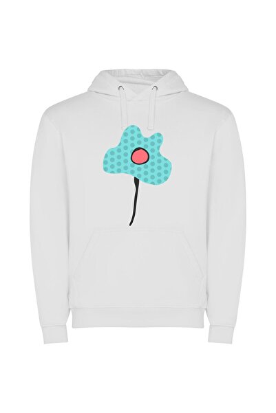 iLovePrints Polka Dot Flower Fashion Φούτερ με κουκούλα σε χρώμα Λευκό
