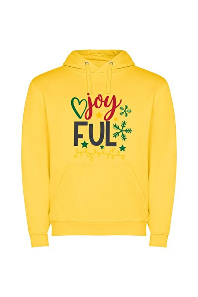 iLovePrints Joyful Starry Greetings Φούτερ με κουκούλα σε χρώμα Κίτρινο