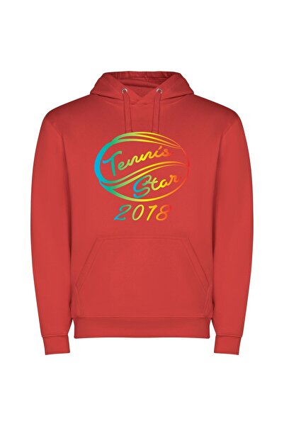 iLovePrints Tennis Star Teaser Ball Φούτερ με κουκούλα σε χρώμα Κόκκινο