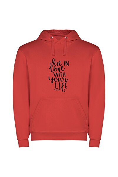 iLovePrints Adore Life's Beautiful Lines Φούτερ με κουκούλα σε χρώμα Κόκκινο