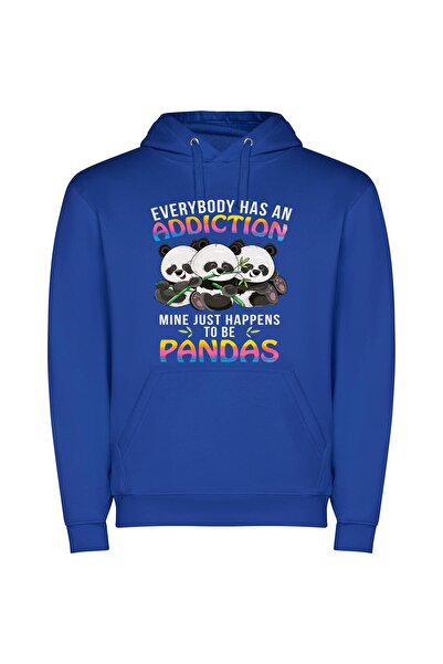 iLovePrints Bamboo Stacked Pandas Φούτερ με κουκούλα σε χρώμα Μπλε