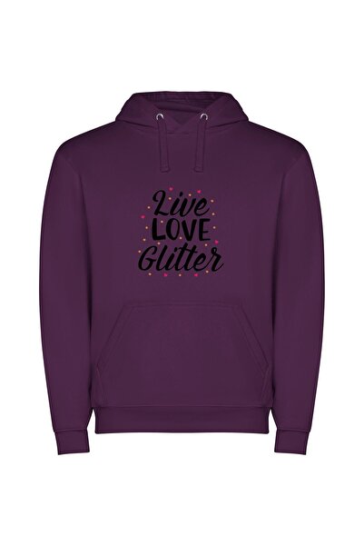 iLovePrints Glamour in Glitter Land Φούτερ με κουκούλα σε χρώμα Μωβ