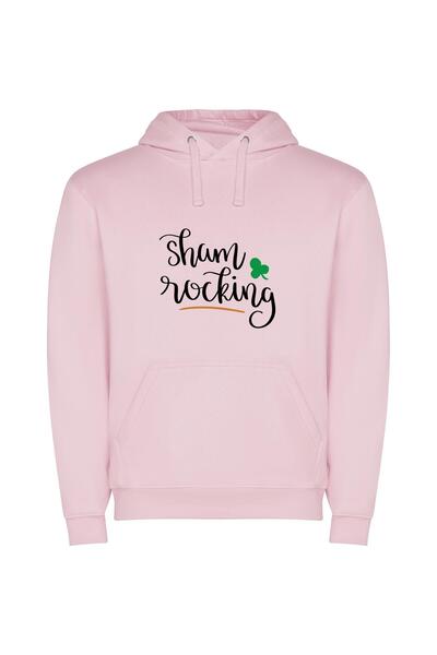 iLovePrints Shamrock Inspired Handwriting Art Φούτερ με κουκούλα σε χρώμα Ροζ