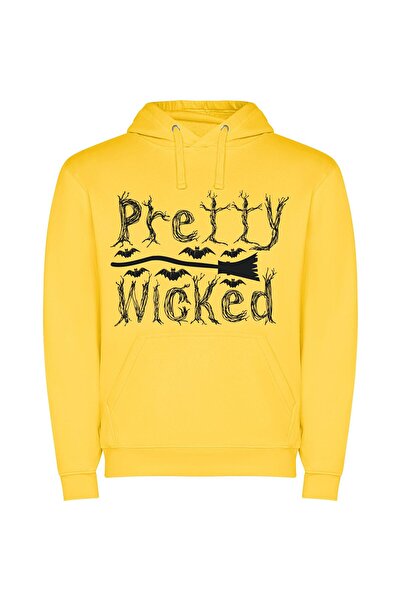 iLovePrints Inky Wicked Whispers Φούτερ με κουκούλα σε χρώμα Κίτρινο