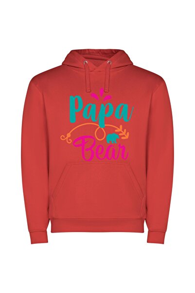 iLovePrints Artistic Family Emblem: Papa Bear Φούτερ με κουκούλα σε χρώμα Κόκ...