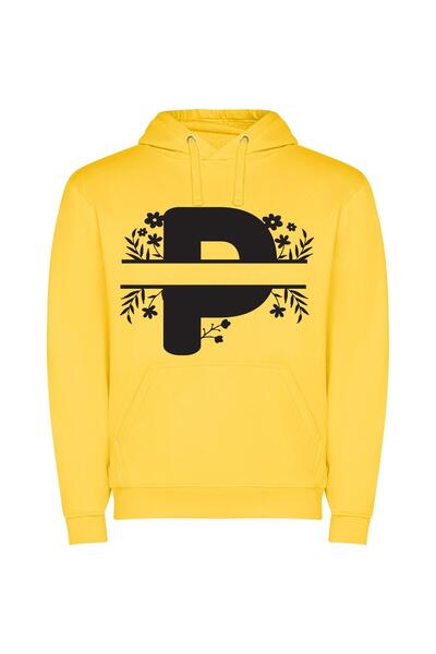 iLovePrints Floral Pictorial Logo Φούτερ με κουκούλα σε χρώμα Κίτρινο
