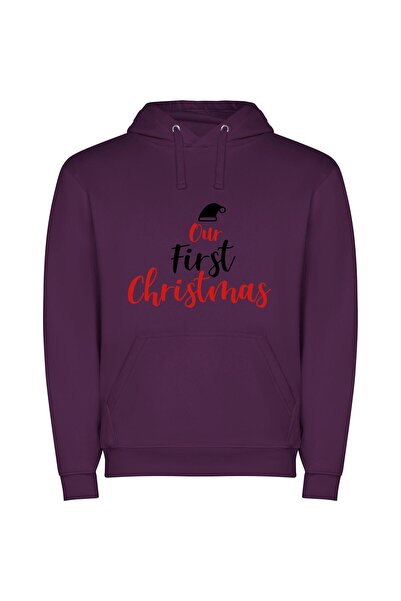 iLovePrints Elegant Noel Creation Φούτερ με κουκούλα σε χρώμα Μωβ