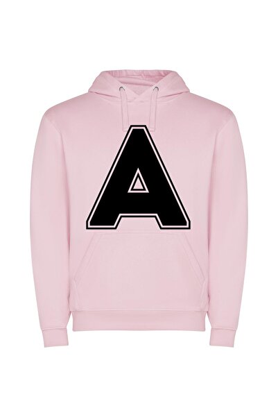 iLovePrints Monochrome Alpha Logo Φούτερ με κουκούλα σε χρώμα Ροζ