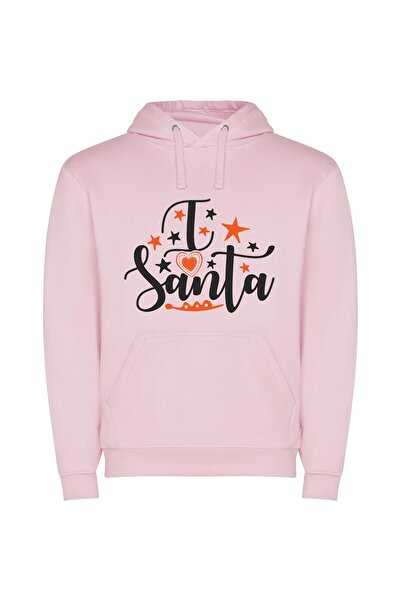 iLovePrints Santa's radiant beauty Φούτερ με κουκούλα σε χρώμα Ροζ