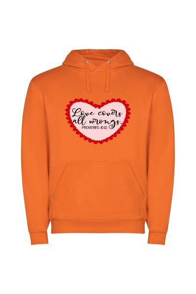 iLovePrints Heartfelt Love's Red Embrace Φούτερ με κουκούλα σε χρώμα Πορτοκαλί