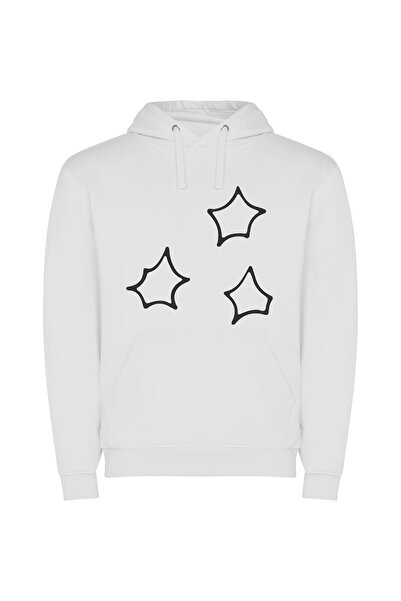 iLovePrints Starry Background Chic Φούτερ με κουκούλα σε χρώμα Λευκό