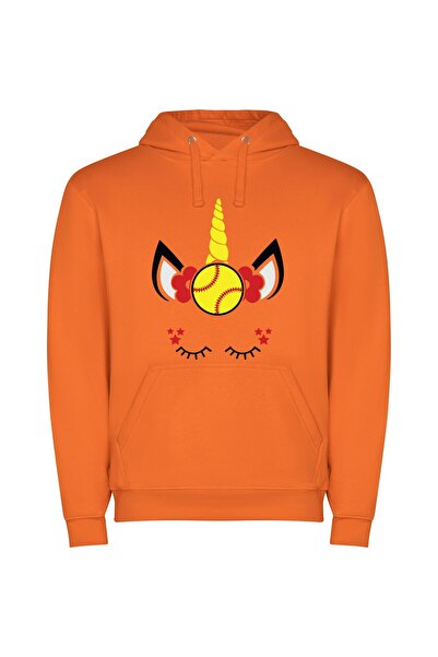 iLovePrints Horned Baseball Hero Φούτερ με κουκούλα σε χρώμα Πορτοκαλί