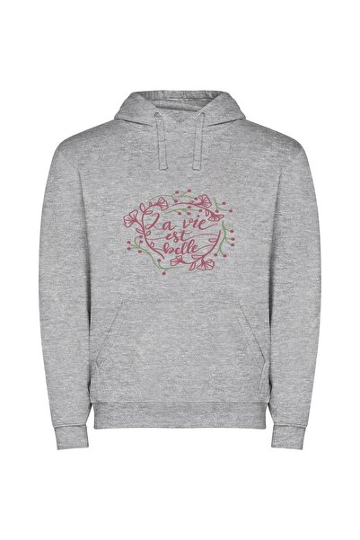 iLovePrints Belle Wreath Life's Splendor Φούτερ με κουκούλα σε χρώμα Γκρι