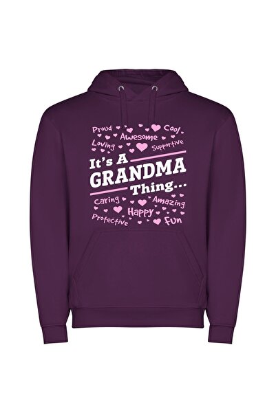 iLovePrints Grandma's Proud Legacy Φούτερ με κουκούλα σε χρώμα Μωβ