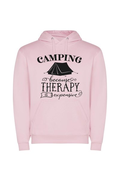 iLovePrints Camping for Mindfulness Φούτερ με κουκούλα σε χρώμα Ροζ