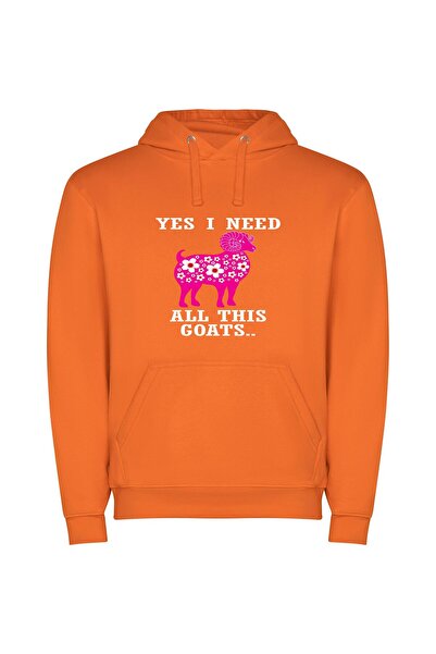 iLovePrints Whimsical Floral Farmyard Φούτερ με κουκούλα σε χρώμα Πορτοκαλί