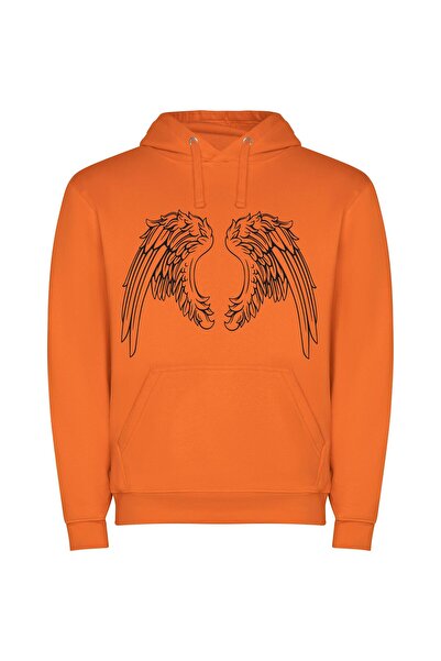 iLovePrints Wings of Eternity Φούτερ με κουκούλα σε χρώμα Πορτοκαλί