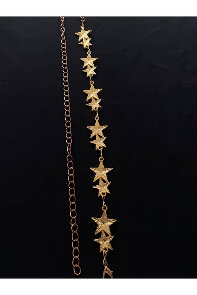 ARLIVA Double Star Detailed Gold Plated Dress Belt, Jacket Belt, Trouser Belt