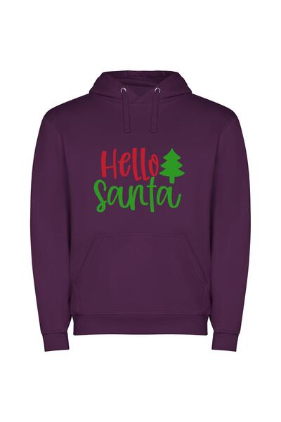 iLovePrints Festive Greetings with Santa Φούτερ με κουκούλα σε χρώμα Μωβ