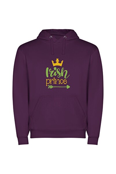 iLovePrints Crowned Irish YouTube Prince Φούτερ με κουκούλα σε χρώμα Μωβ