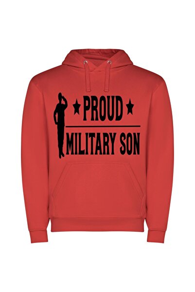 iLovePrints Pride In Service Φούτερ με κουκούλα σε χρώμα Κόκκινο