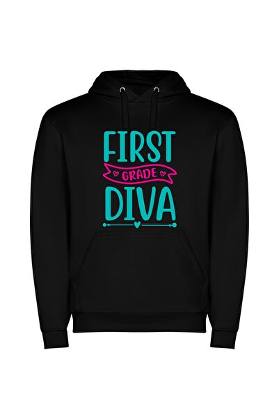iLovePrints Glamorous Future First Diva Φούτερ με κουκούλα σε χρώμα Μαύρο