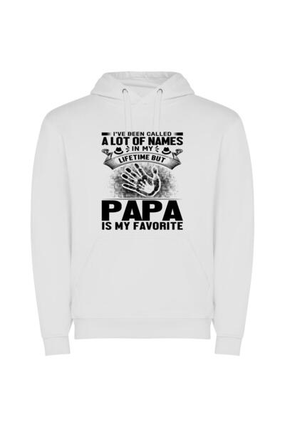 iLovePrints Beloved Papa: An Enduring Name Φούτερ με κουκούλα σε χρώμα Λευκό