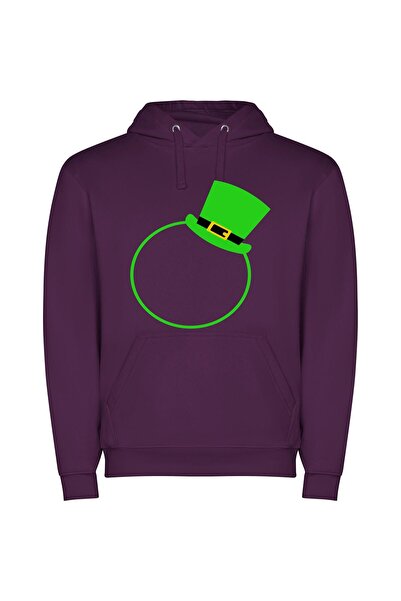 iLovePrints Emerald-Hued Tophat Elegance Φούτερ με κουκούλα σε χρώμα Μωβ