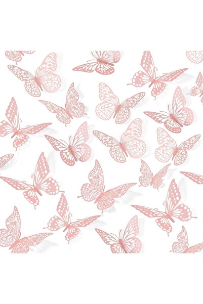 Generic 3D Butterfly Wall Decor 48 Pcs 4 Styles 3 Sizes, Pink Butterfly Birth...