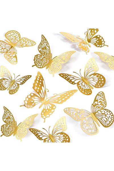 SAOROPEB 3D Butterfly Wall Decor - 48 Pcs, 4 Styles, 3 Sizes, Gold Butterfly ...