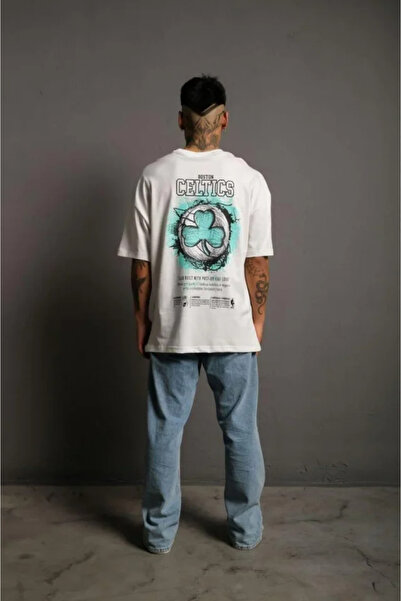 pazarella Men's back print t-shirt - white