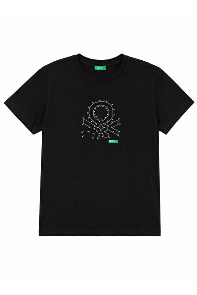 United Colors of Benetton Dečija majica sa okruglim izrezom i logotipom na pr...