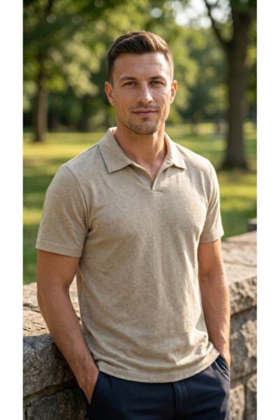 pazarella Men's Collared Basic T-Shirt