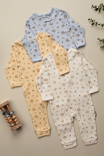 ENİA BABY Baby Boy Zippered 100% Cotton 9/12/18 Months 3 Piece Jumpsuit Set