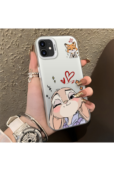 CHICASELUX حافظة مطبوعة على شكل أرنب ثعلب بتصميم قلب متوافق مع هاتف iPhone 12...