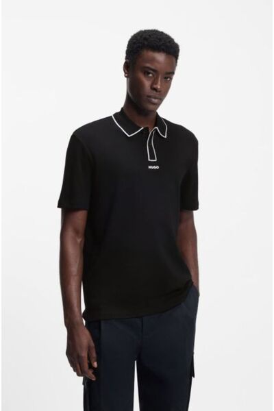 HUGO SİYAH LOGOLU ERKEK POLO T-SHIRT