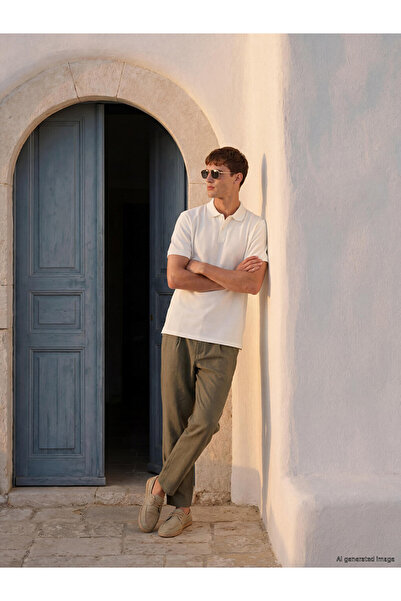 LC Waikiki Peak New Season Khaki Regular Fit Linen Blend Men's Trousers